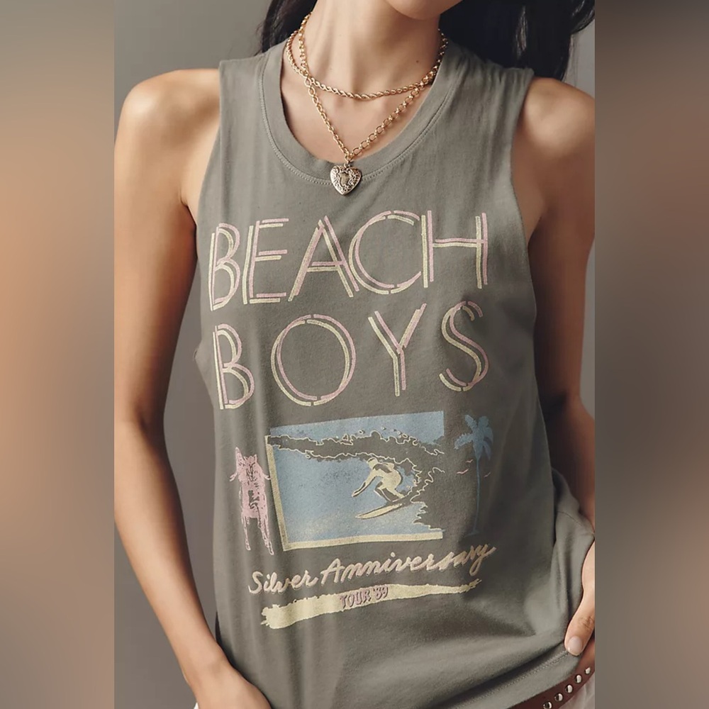 Anthropologie muscle tank women’s size small beach boys graphic new with tags